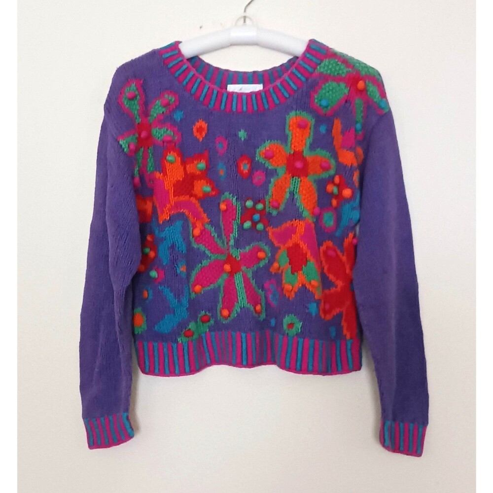VTG 90s Lord & Taylor Young Americans Bright Cotton Knit Pullover Sweater Sz M